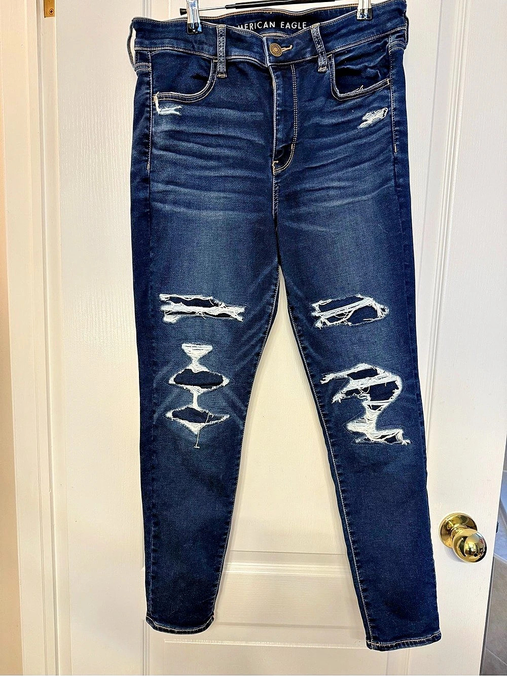 American Eagle Hi-Rise Jegging Distressed Blue Jeans Waist 12 Short